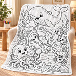 Custom Cute Animal Coloring Backyard Gifts for Kids - Personalized Doodle Blanket
