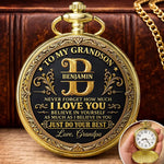 Custom Name Vintage Gifts For Grandson - Personalized Pocket Watch