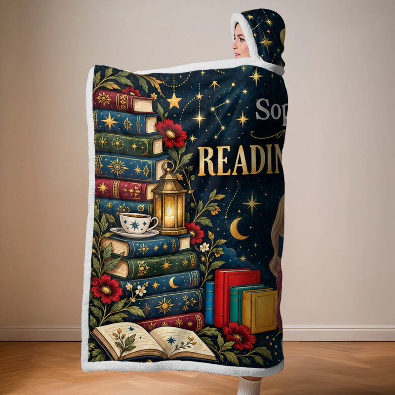 Custom Name Reading Blanket Gifts For Book Lovers, Bookworms, Reader - Personalized Wearable Blanket Hoodie