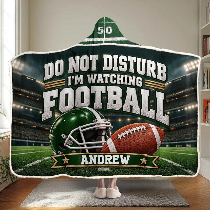 Custom Name Football Gifts for Fans - Personalized Wearable Blanket Hoodie