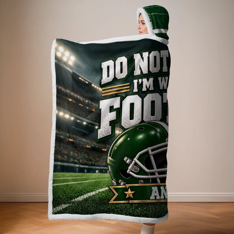 Custom Name Football Gifts for Fans - Personalized Wearable Blanket Hoodie