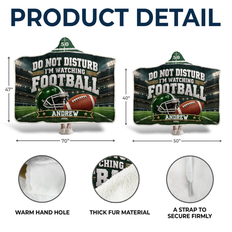 Custom Name Football Gifts for Fans - Personalized Wearable Blanket Hoodie
