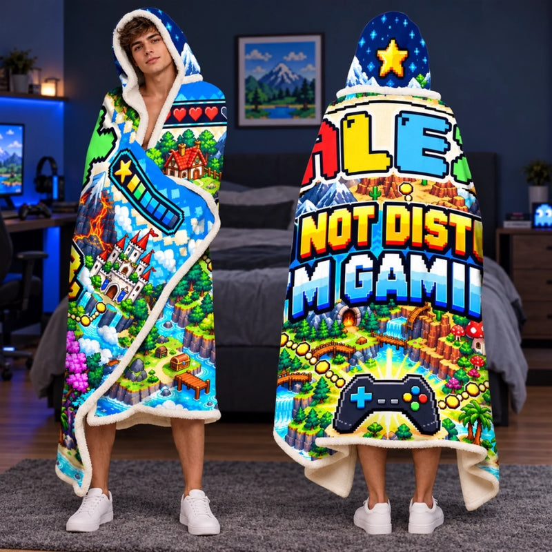 Custom Name Gaming Adventure Gifts for Kids - Personalized Wearable Blanket Hoodie