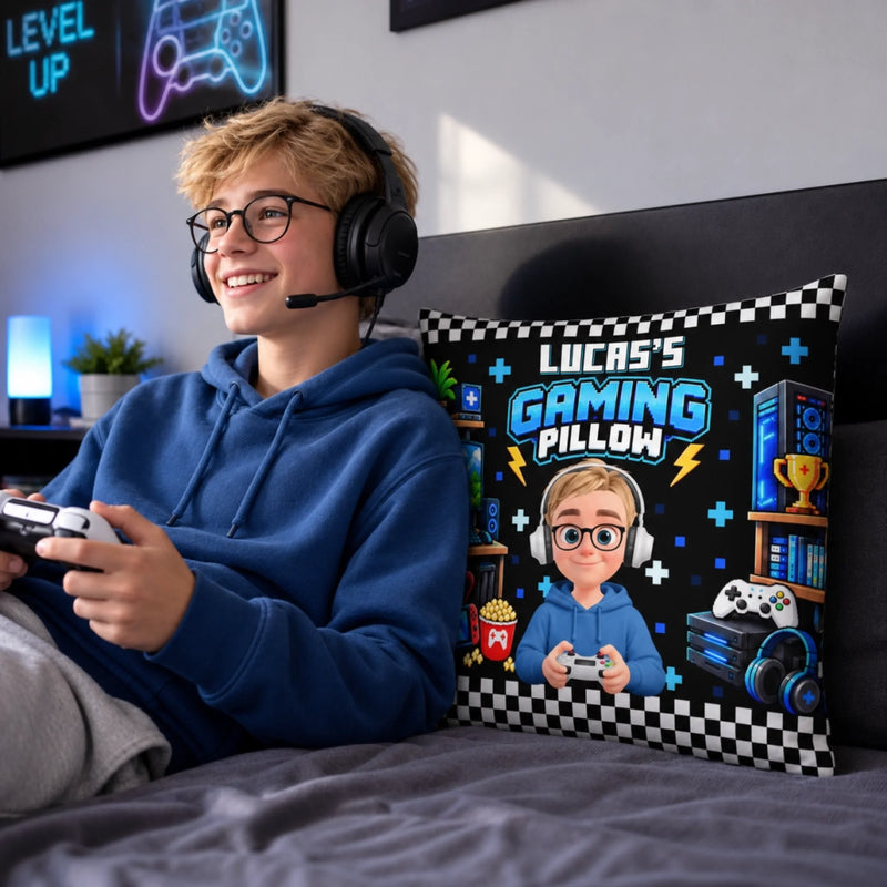 Custom Name Video Game Lover Gifts For Family, Kids - Personalized Pillow