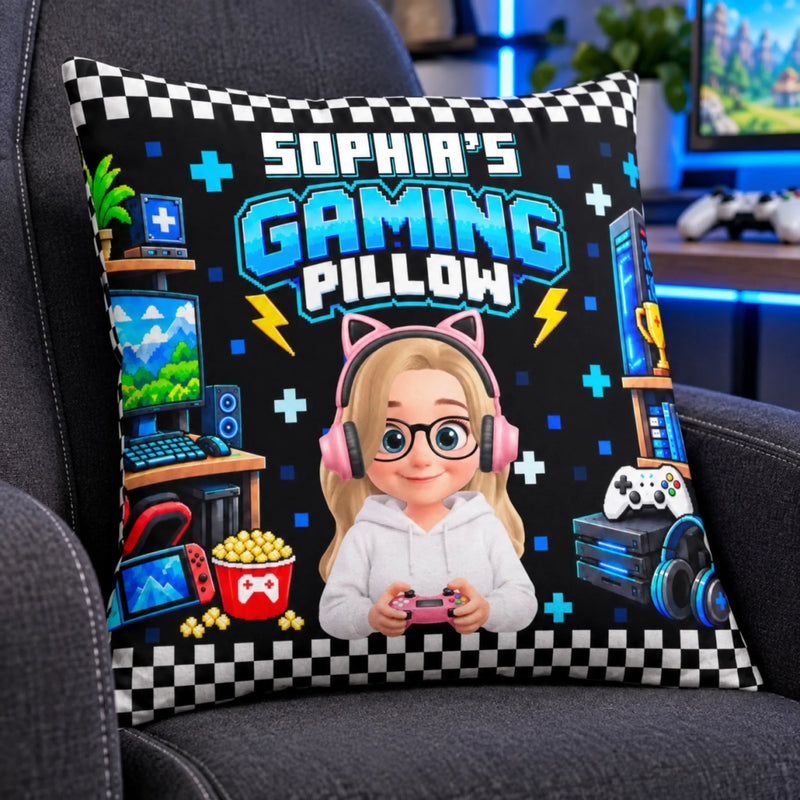Custom Name Video Game Lover Gifts For Family, Kids - Personalized Pillow