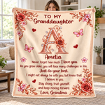 Custom Name Initial Floral Love Gifts for Daughter and Granddaughter - Personalized Blanket