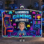 Custom Arcade Gamer Gifts for Kids - Personalized Wearable Blanket Hoodie