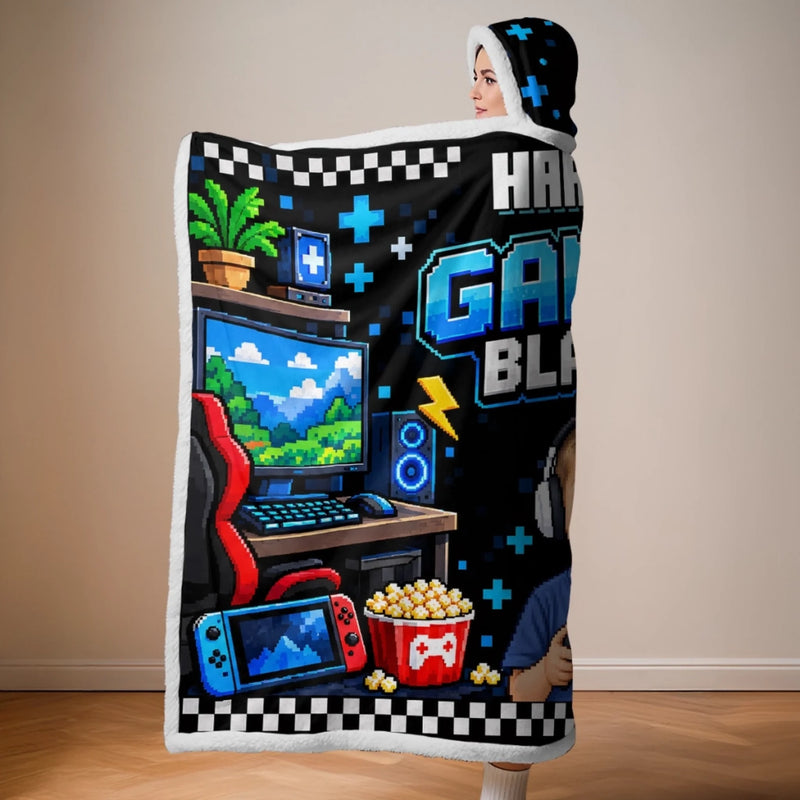 Custom Photo Gaming Gifts for Kids - Personalized Wearable Blanket Hoodie