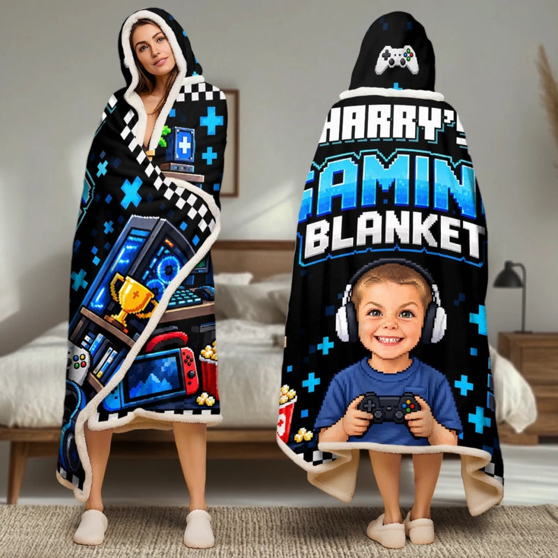 Custom Photo Gaming Gifts for Kids - Personalized Wearable Blanket Hoodie