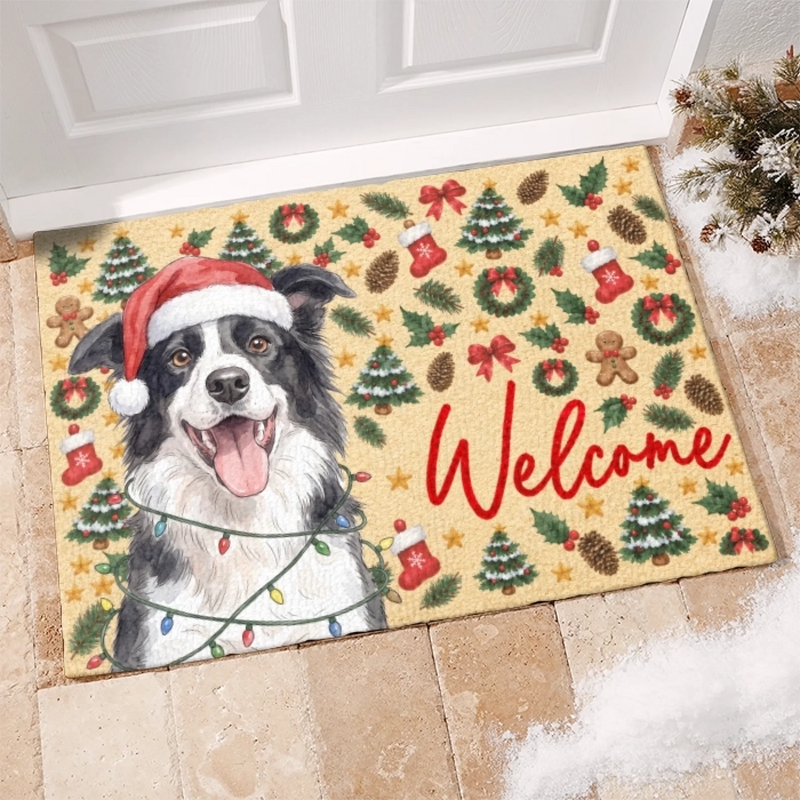 Custom Photo Santa Pet Christmas Door Decor - Personalized Decorative Mat