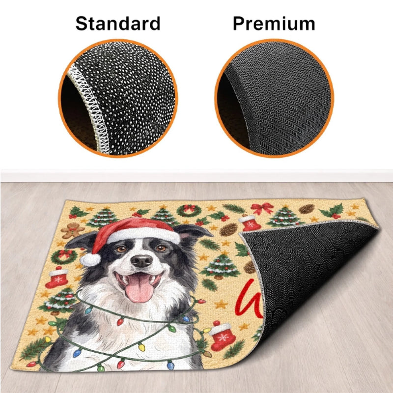 Custom Photo Santa Pet Christmas Door Decor - Personalized Decorative Mat