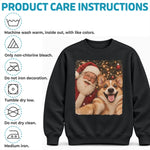 Custom Photo Funny Pet Selfie With Santa Gifts For Dog And Cat Lovers - Personalized Crewneck Pullover Sweatshirt