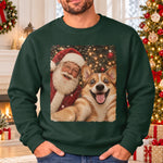 Custom Photo Funny Pet Selfie With Santa Gifts For Dog And Cat Lovers - Personalized Crewneck Pullover Sweatshirt