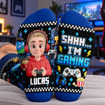 Custom Gamer Name Gifts for Kids - Personalized Crew Socks