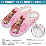 Custom Photo And Name Christmas Gifts For Kids - Personalized Fluffy Slippers