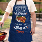 Custom Name Funny Grill Master Gifts - Personalized Apron With Pocket