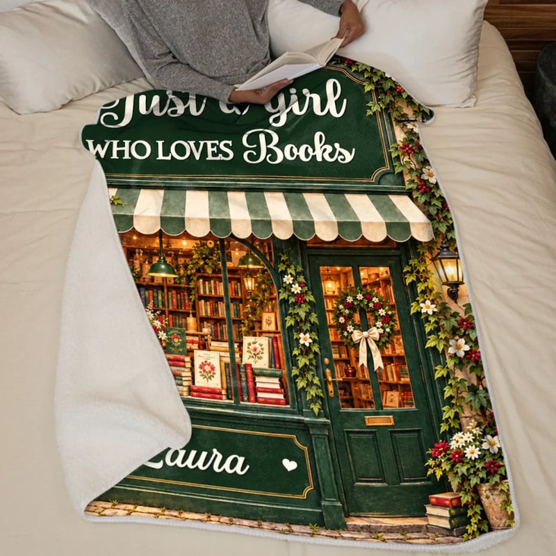 Custom Name Floral Bookshop Gifts for Book Lovers - Personalized Blanket