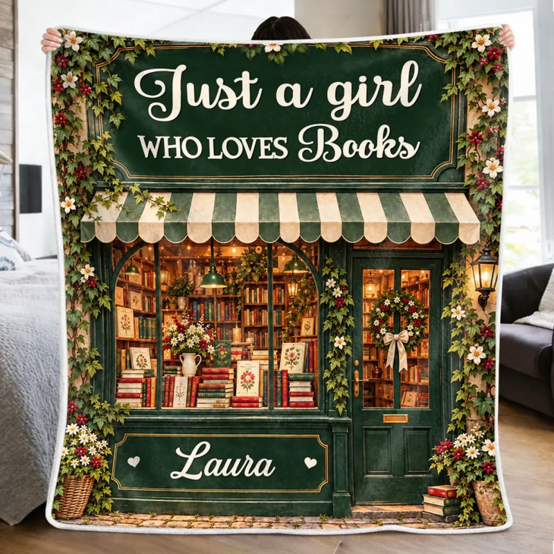 Custom Name Floral Bookshop Gifts for Book Lovers - Personalized Blanket