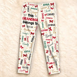 Custom Name Grandma Grandpa Bow Christmas Gifts - Personalized Pajamas Pants