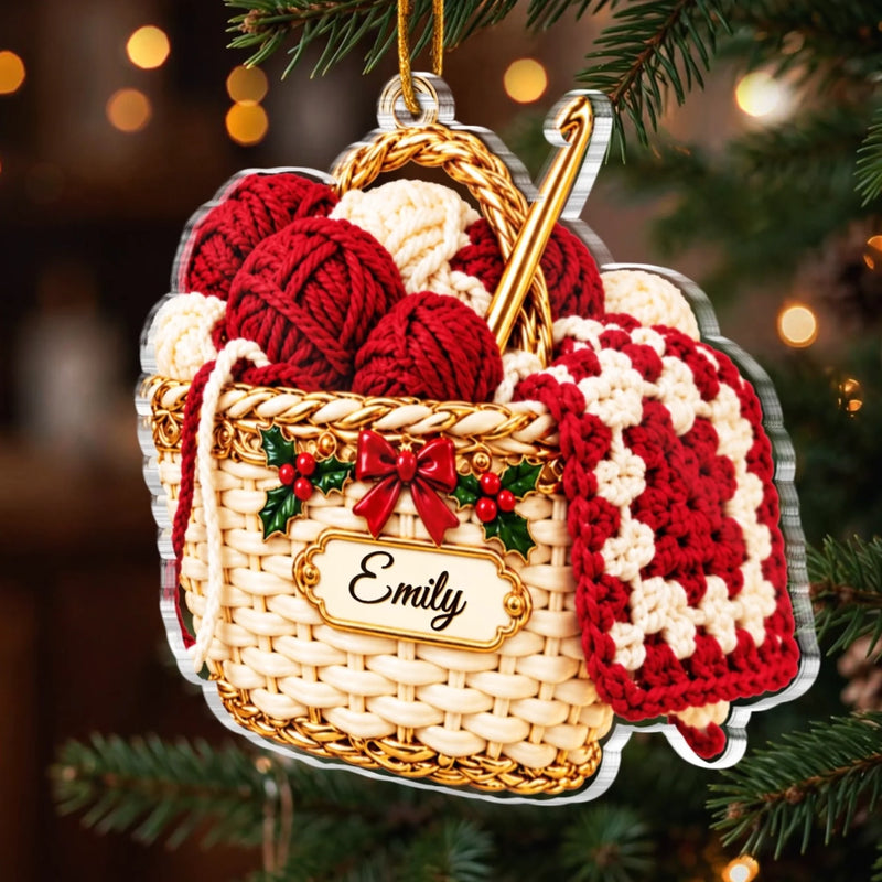 Custom Name Christmas Knitting Gifts For Crafters, Knitters, Crocheters - Personalized Acrylic Ornament