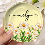 Custom Name Garden Flower Keepsake Gifts For Women - Personalized Jewelry Dish