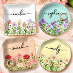 Custom Name Garden Flower Keepsake Gifts For Women - Personalized Jewelry Dish