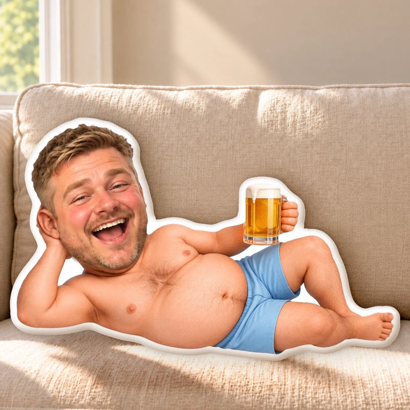 Custom Photo Funny Man Gifts for Men - Personalized Shaped Pillow