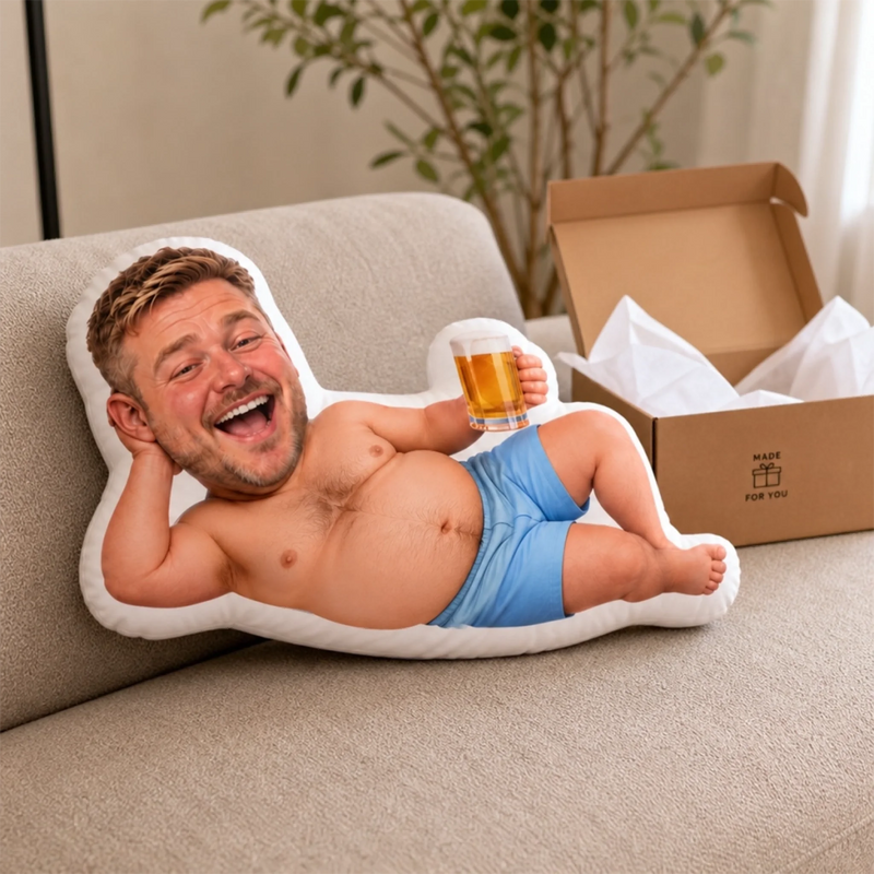 Custom Photo Funny Man Gifts for Men - Personalized Shaped Pillow