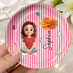 Custom Name Butterfly Girl Floral Gifts For Women - Personalized Jewelry Dish