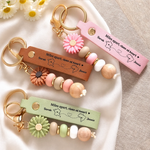Custom Name Long Distance Friendship Gifts - Personalized Daisy Beaded Keychain