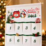 Custom Name Santa Penguin Christmas Countdown Gifts for Kids - Personalized Fabric Advent Calendar