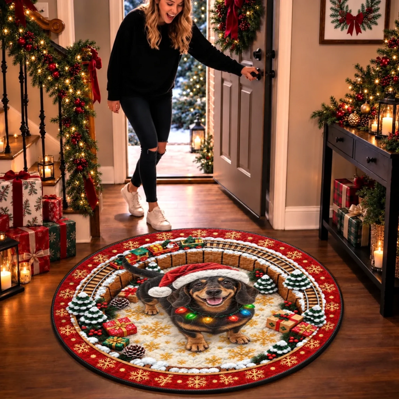 Custom Pet Photo Christmas Dog Decor Gifts For Dog And Cat Lovers, Pet Lovers - Personalized Quilted Round Mat