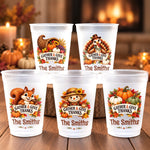 Custom Name Gather And Give Thanksgiving Family Gifts - Personalized Plastic Cups