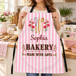 Custom Name Floral Bakery Gifts For Bakers - Personalized Apron With Pocket