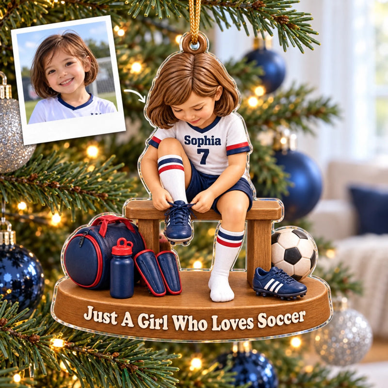 Custom Photo Soccer Gifts for Kids - Personalized Acrylic Ornament