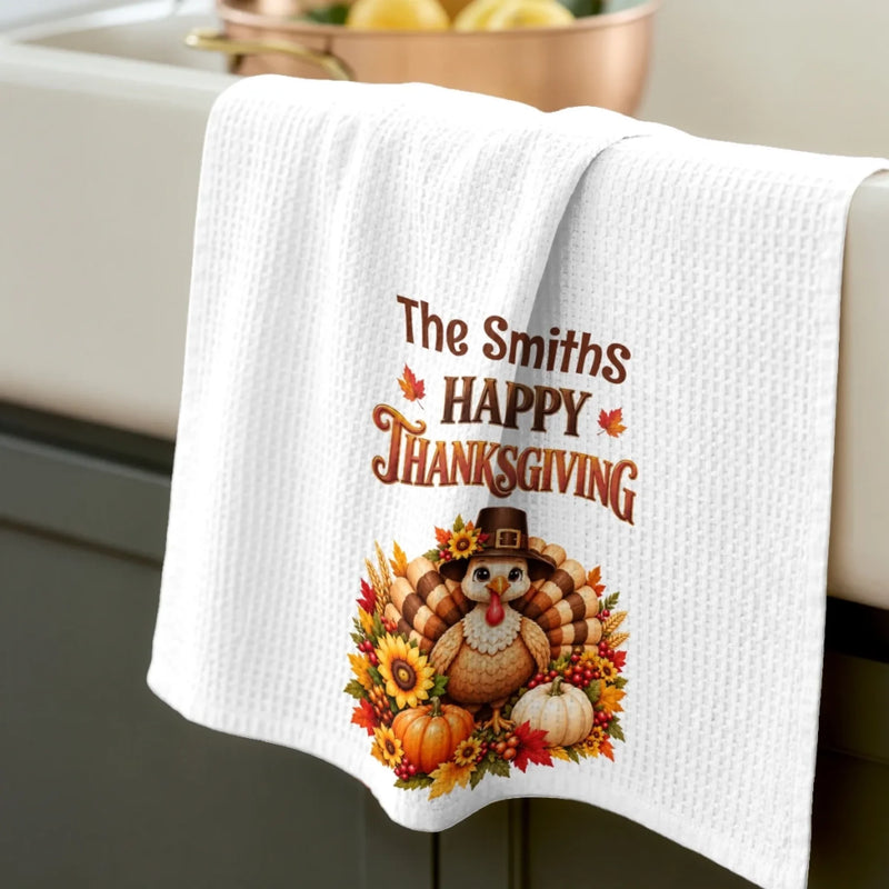 Custom Name Thanksgiving Harvest Gifts For Families - Personalized Kitchen Towel