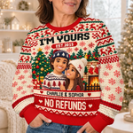 Custom Photo Funny Christmas Couple Gifts For Husband And Wife, Him And Her - Personalized Ugly Sweatshirt