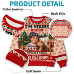 Custom Photo Funny Christmas Couple Gifts For Husband And Wife, Him And Her - Personalized Ugly Sweatshirt