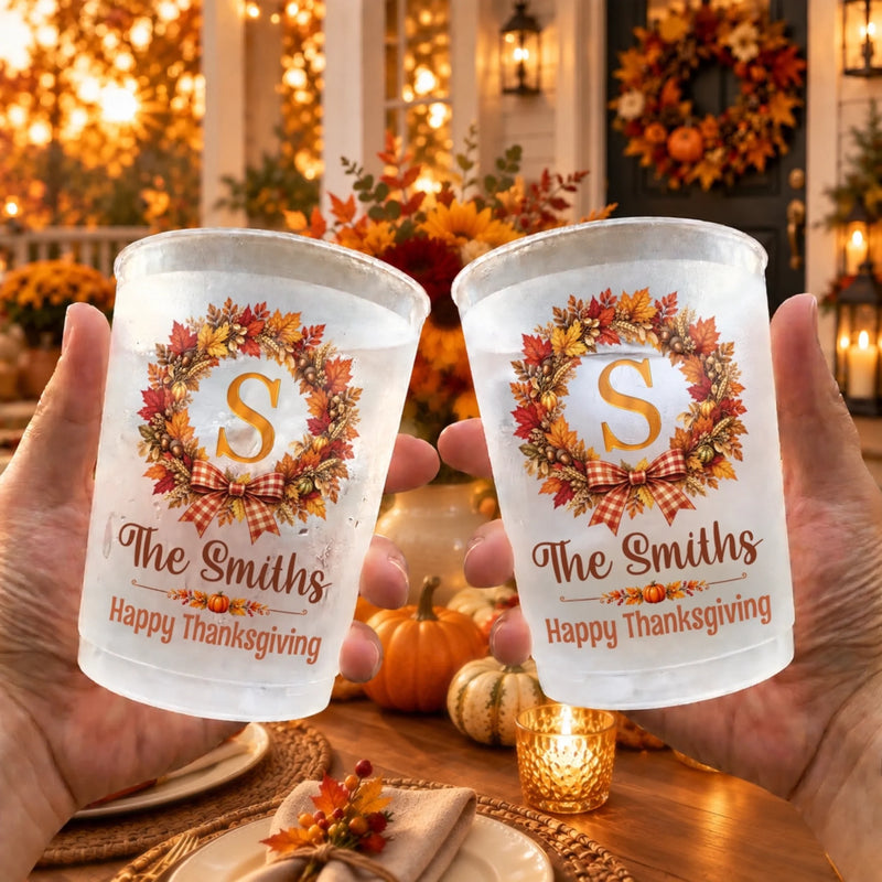 Custom Family Name Thanksgiving Gifts - Personalized Plastic Cups