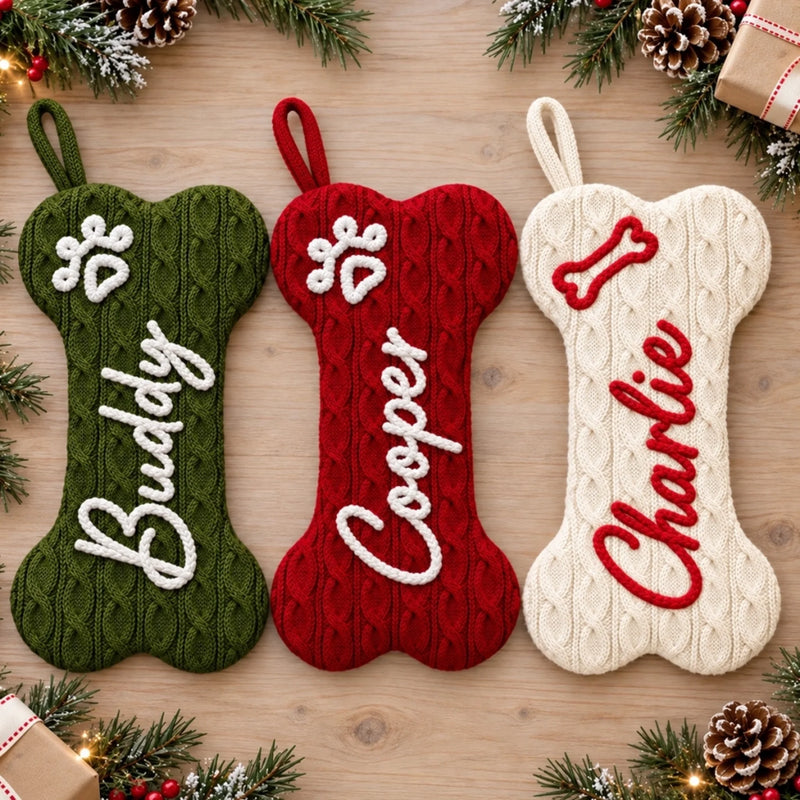 Custom Name Christmas Pet Gifts For Dog Lovers - Personalized Christmas Bone Stockings