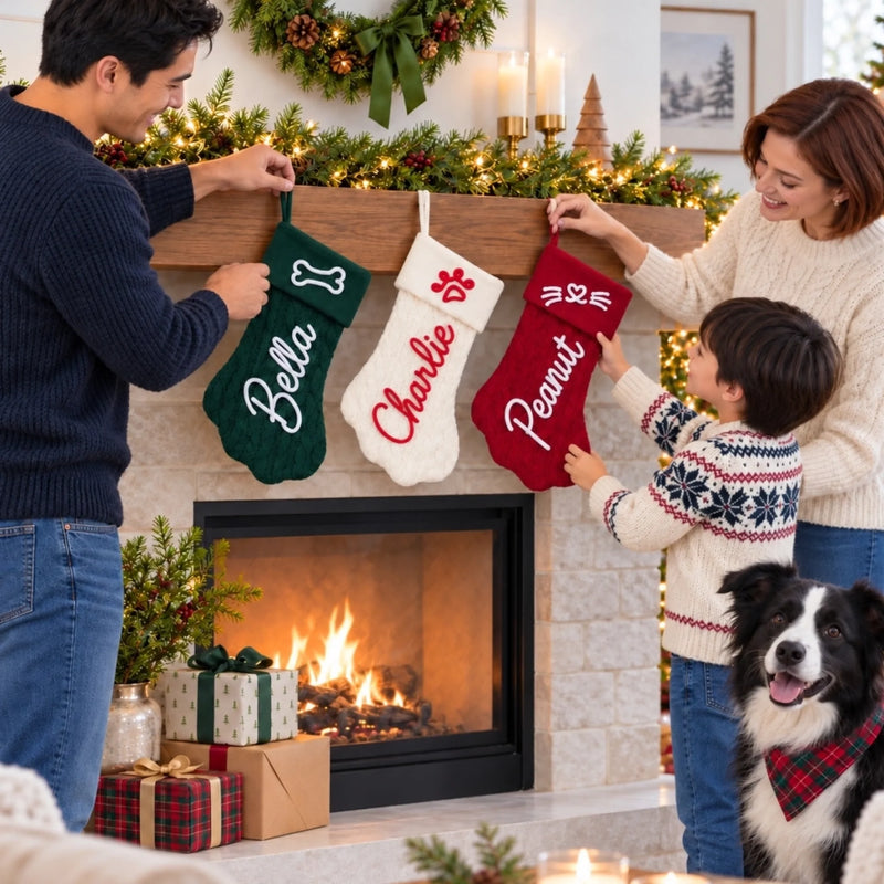 Custom Name Christmas Pet Gifts For Pet Lovers - Personalized Christmas Paw Stocking