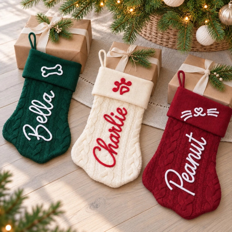 Custom Name Christmas Pet Gifts For Pet Lovers - Personalized Christmas Paw Stocking