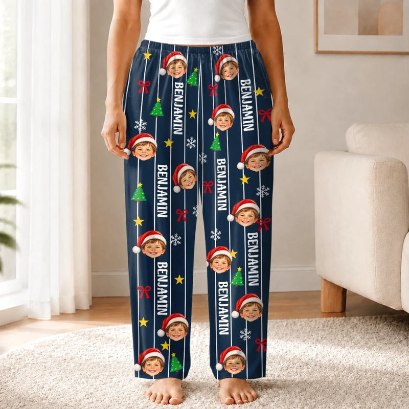 Custom Photo Santa Face Family Christmas Gifts - Personalized Pajama Pants