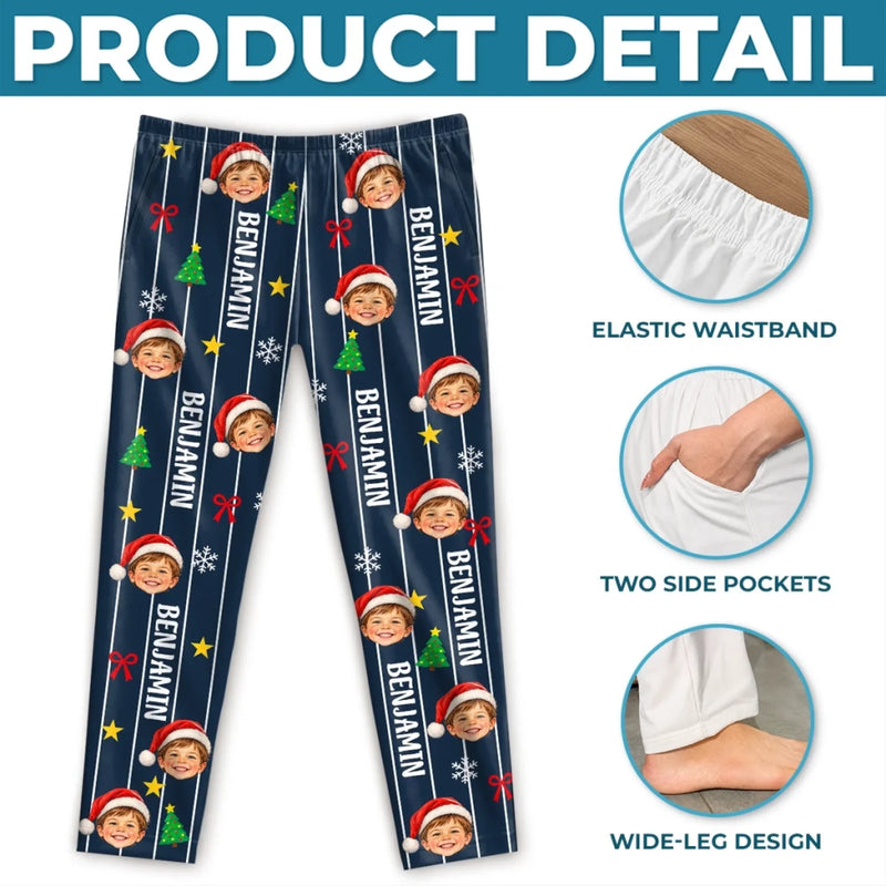 Custom Photo Santa Face Family Christmas Gifts - Personalized Pajama Pants