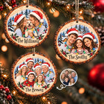 Custom Family Photo Christmas Keepsake Gifts - Personalized Wooden Ornament