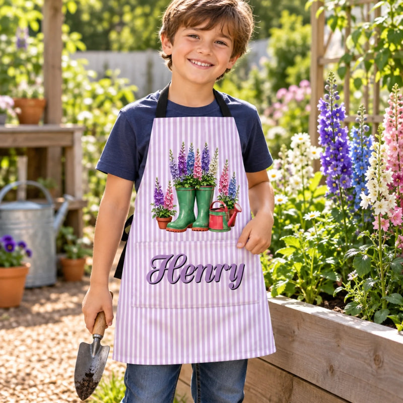 Custom Name Gardening Gifts For Gardeners, Family, Kids - Personalized Apron With Pocket