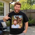 Custom Photo Funny Dinosaur Adventure Gifts for Men - Personalized Comfort T-Shirt