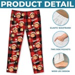 Custom Photo Santa Face Buffalo Plaid Family Christmas Gifts - Personalized Pajama Pants
