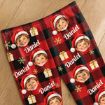 Custom Photo Santa Face Buffalo Plaid Family Christmas Gifts - Personalized Pajama Pants