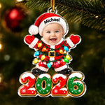Custom Photo Name Baby Santa Christmas Gifts - Personalized Acrylic Ornament